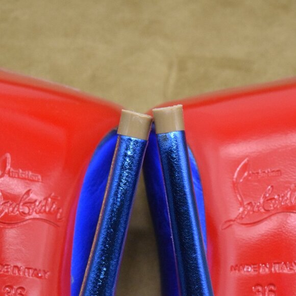 EUC Christian Louboutin Hot Chick 100 Heels Pumps 36 M Blue Metallic Alize 6M - Picture 4 of 16